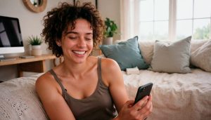 Mulher com celular