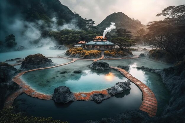 Lagrimas Quentes da Terra - Na foto está uma impressionante fonte termal no vale termal beitou de Taipei, Taiwan