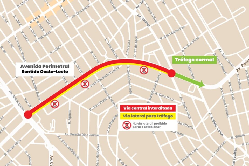 Interdição parcial da Avenida Perimetral.