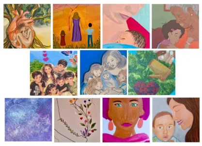 Obras da exposicao Coracao de Mae do que e feito o amor