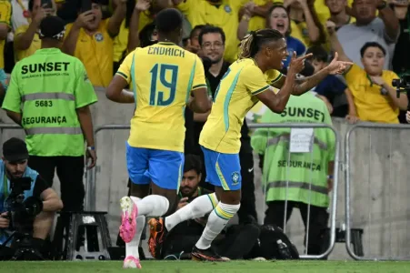 Danilo Santos comemora gol pelo Brasil em amistoso contra o Panama Foto Mauro PIMENTEL AFP