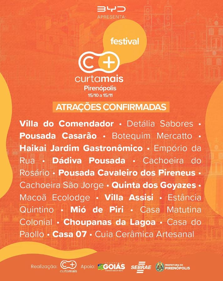 Confira as primeiras participantes confirmados do 2º Festival Curta Mais Pirenópolis